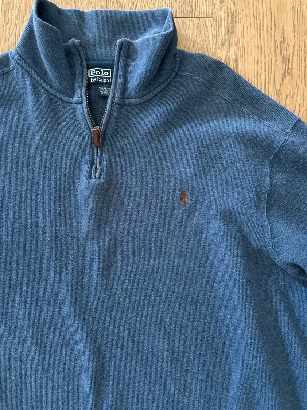 Polo Ralph Lauren Vintage Quarter Zip Sweatshirt Men’s XXL Blue Brown Pony